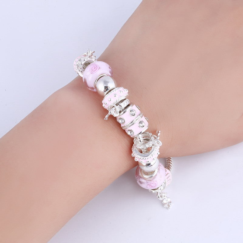 Pink Crystal Charm Bracelets & Bangles for Women