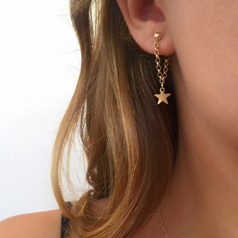 Deco Chain Earrings, Gold Stud Earrings, Delicate Studs – AMYO Jewelry