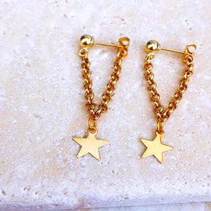 Jewelry accessories gold color star  design chain angle earring best gift