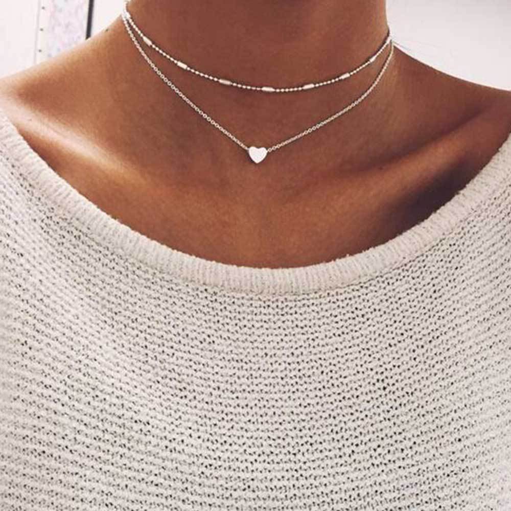 Silver & Gold Heart Multi-layer necklace