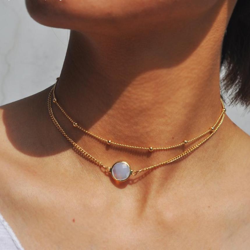 Opal stone pendant necklace